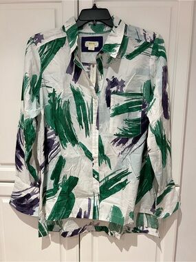 Maeve Printed Buttondown Shirt 100% Cotton NWT Size XL Abstract Motif